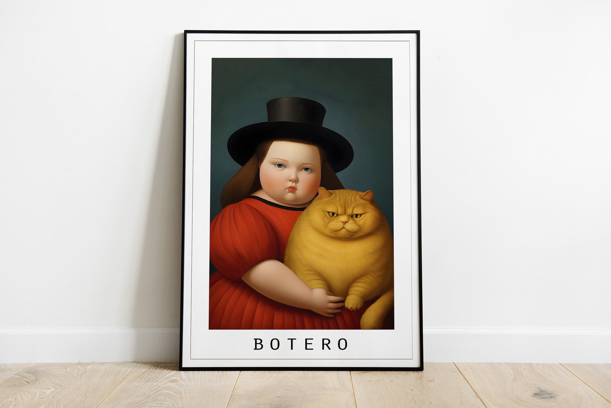 Botero portrait of a Girl with Cat | Different sizes and canvas - The Hue Map