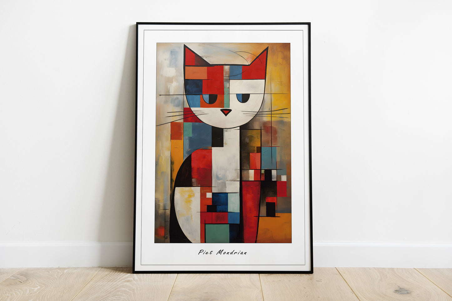 Mondrian Cat print | Different sizes and canvas - The Hue Map