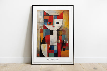 Mondrian Cat print | Different sizes and canvas - The Hue Map