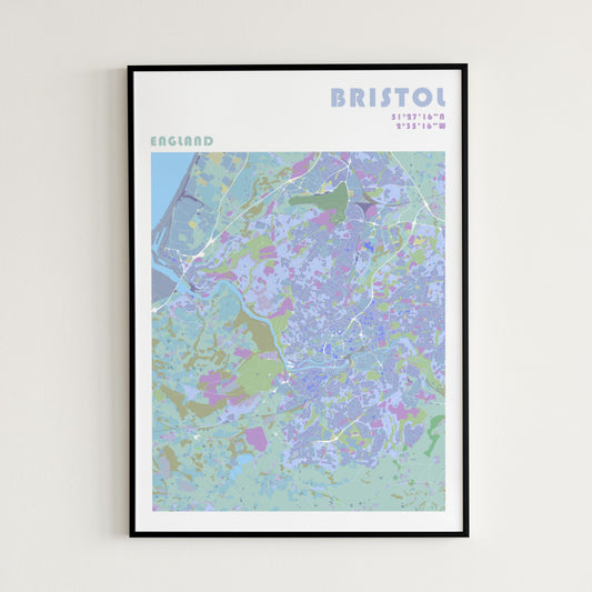 Bristol travel map poster.