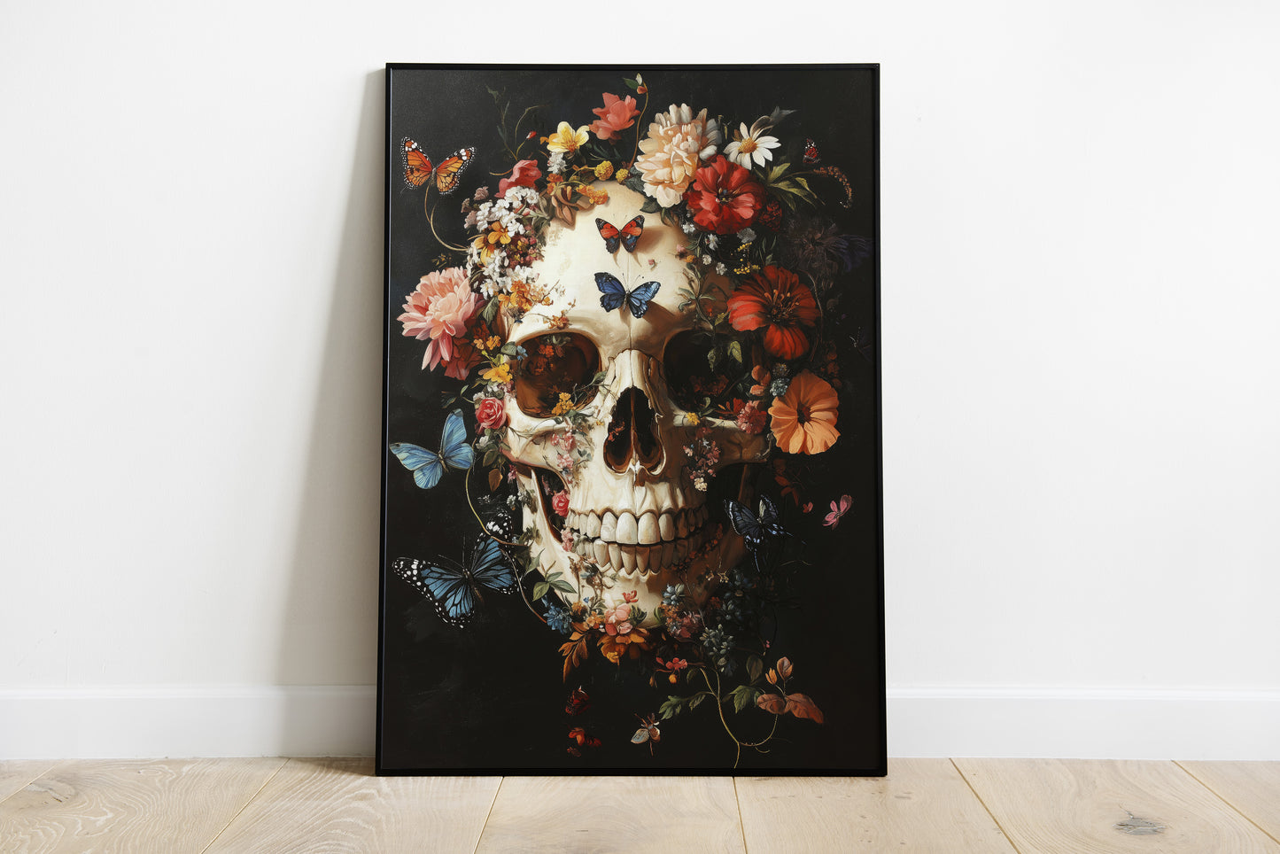 Floral Butterfly Skull Wall Art