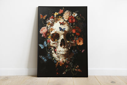 Floral Butterfly Skull Wall Art