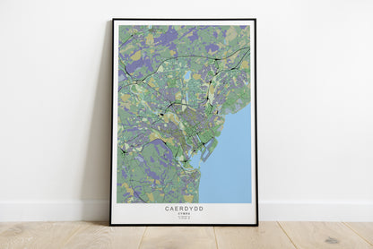 Caerdydd City Map print | Different sizes and colors - The Hue Map