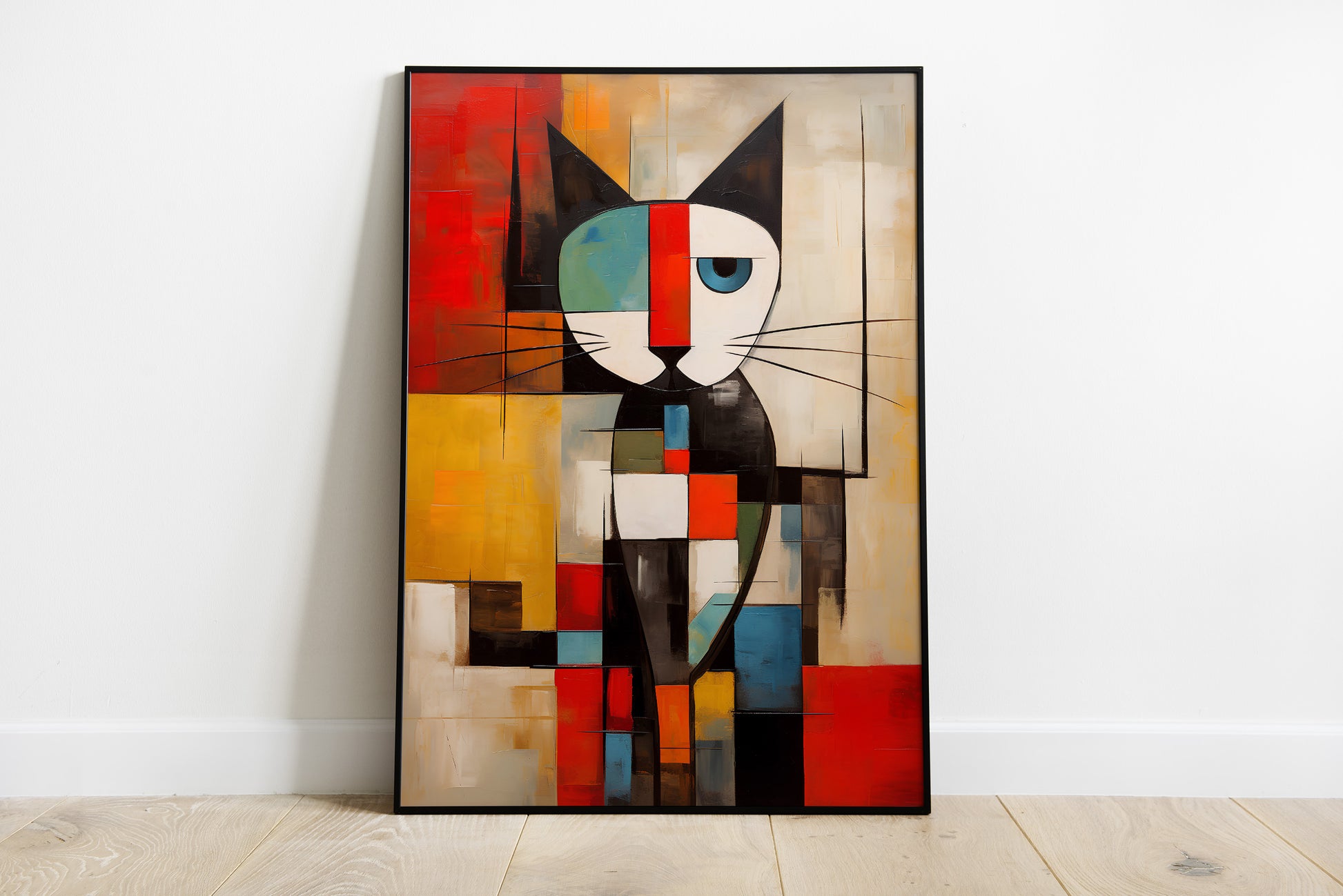 Mondrian Cat print | Different sizes and canvas - The Hue Map