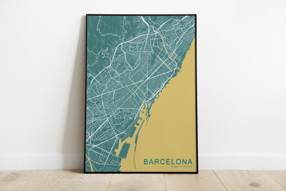 Barcelona map print | Different sizes and canvas - The Hue Map