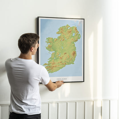 Ireland Topographic Map Print | Irish Relief Landscape Wall Art