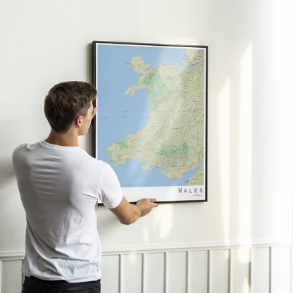 Wales map print | Cymru poster | Wales canvas wall art - The Hue Map