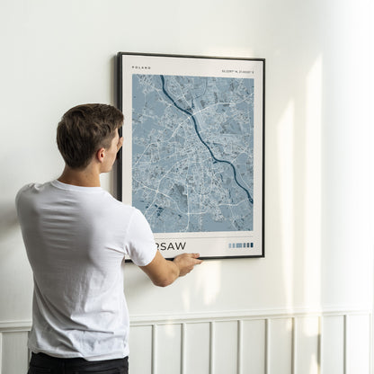 Warsaw Map Print | Blue City Map Wall Art