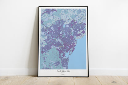 Caerdydd City Map print | Different sizes and colors - The Hue Map