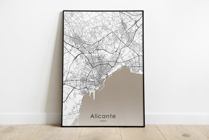 Alicante map print | Different sizes - The Hue Map