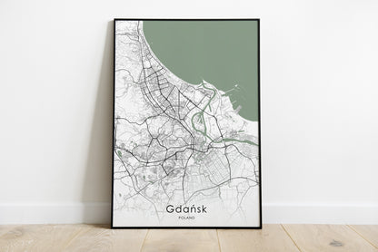 Gdansk Map print | Different sizes and canvas - The Hue Map