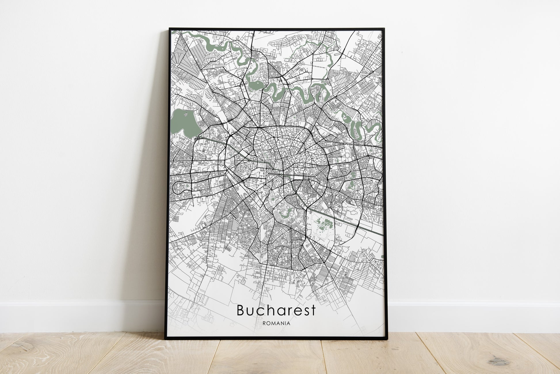 Bucharest Map print | Different colors and canvas - The Hue Map