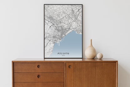 Alicante map print | Different sizes - The Hue Map