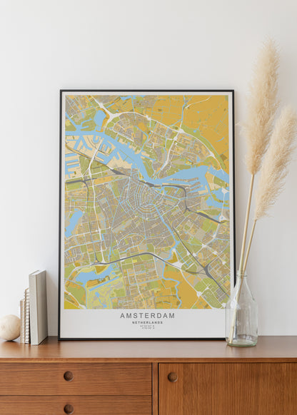 Amsterdam Map Print | Different sizes and colors - The Hue Map