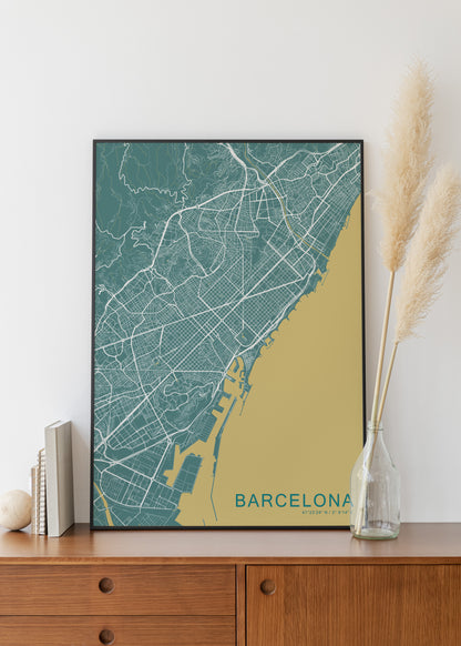 Barcelona map print | Different sizes and canvas - The Hue Map