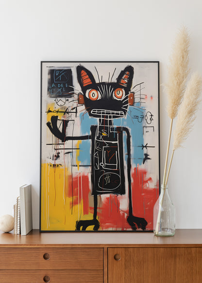 Jean-Michel Basquiat Cat wall art in different sizes and frame options or canvas