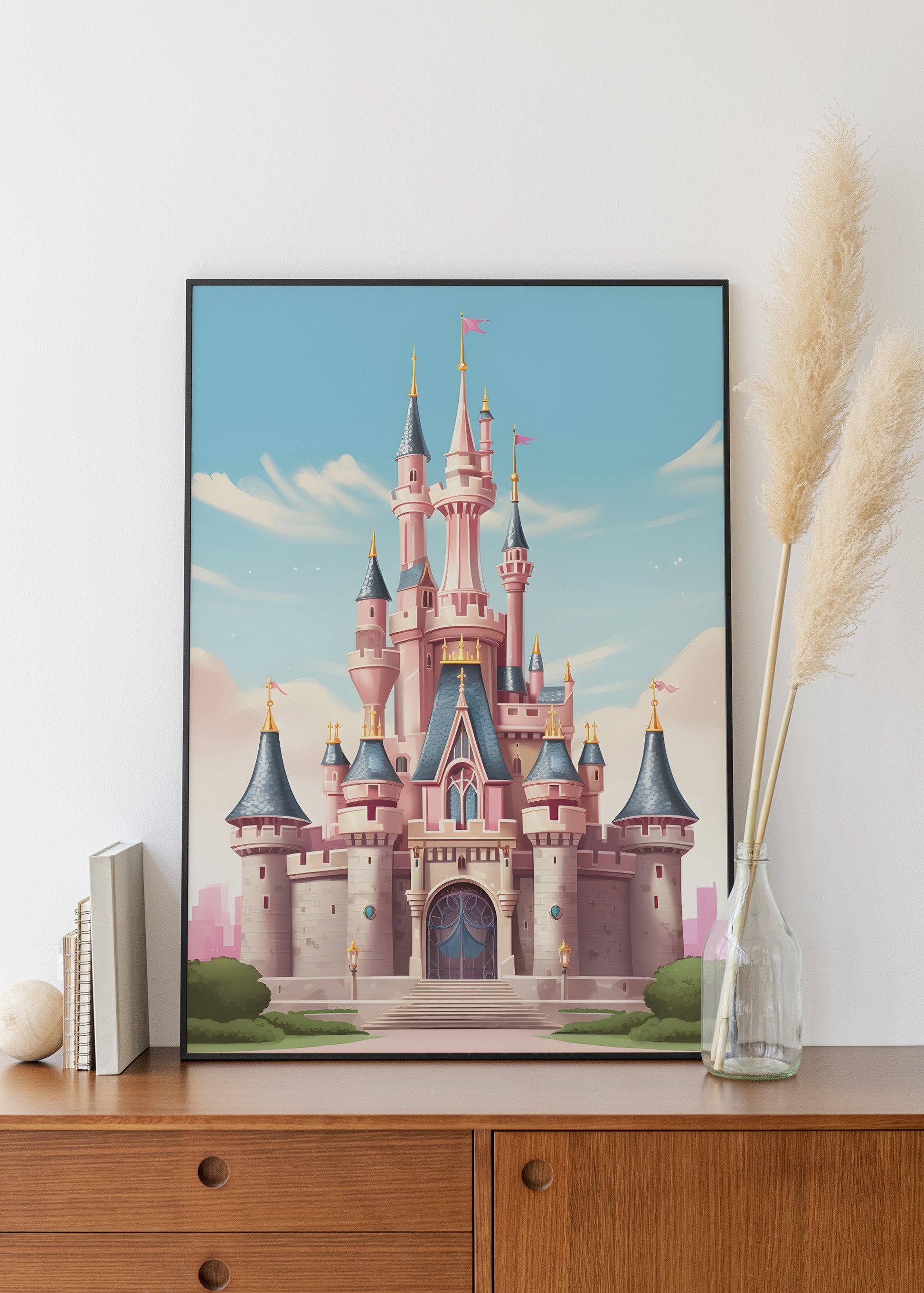 Disney castle print.