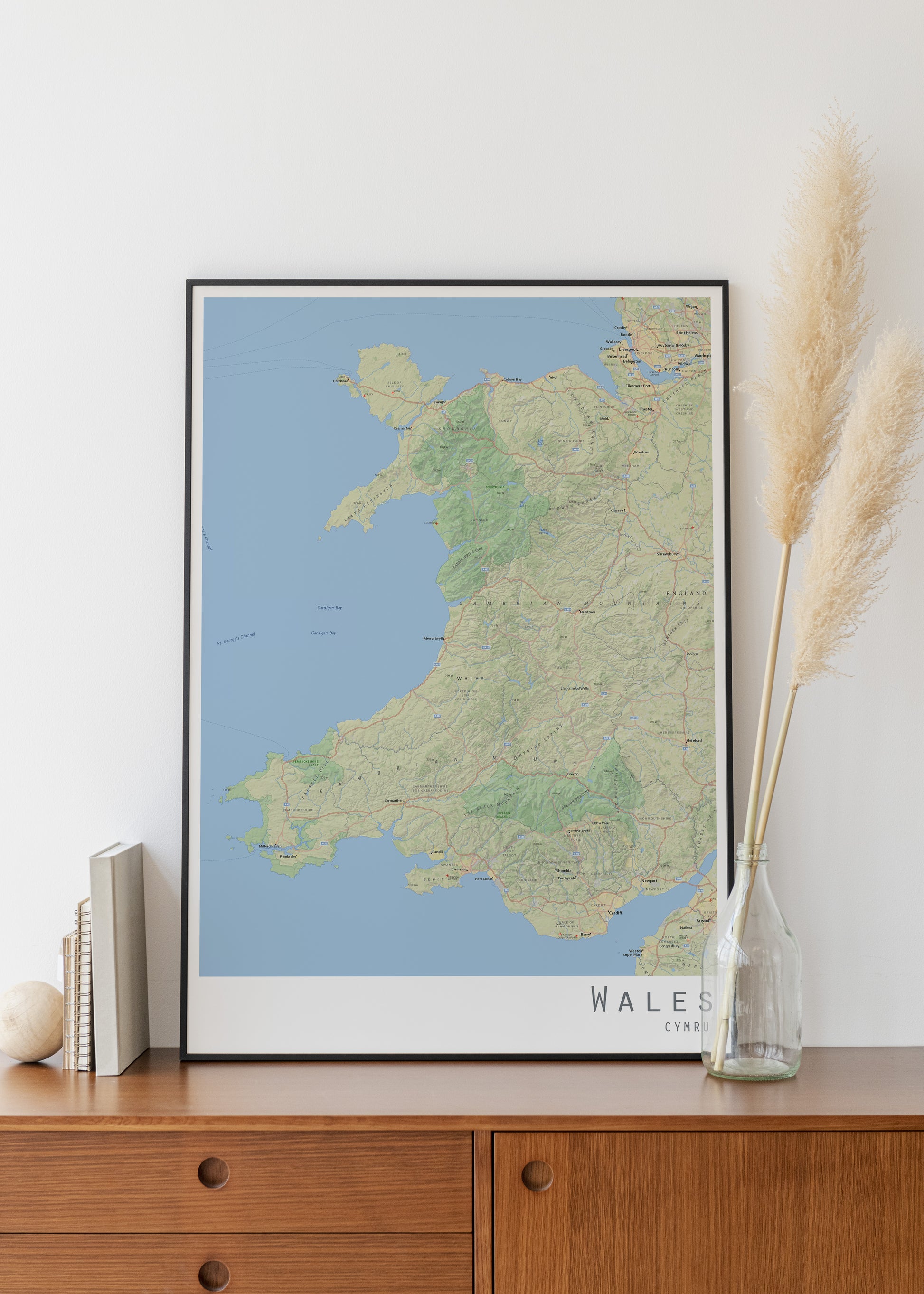 Wales map print | Cymru poster | Wales canvas wall art - The Hue Map