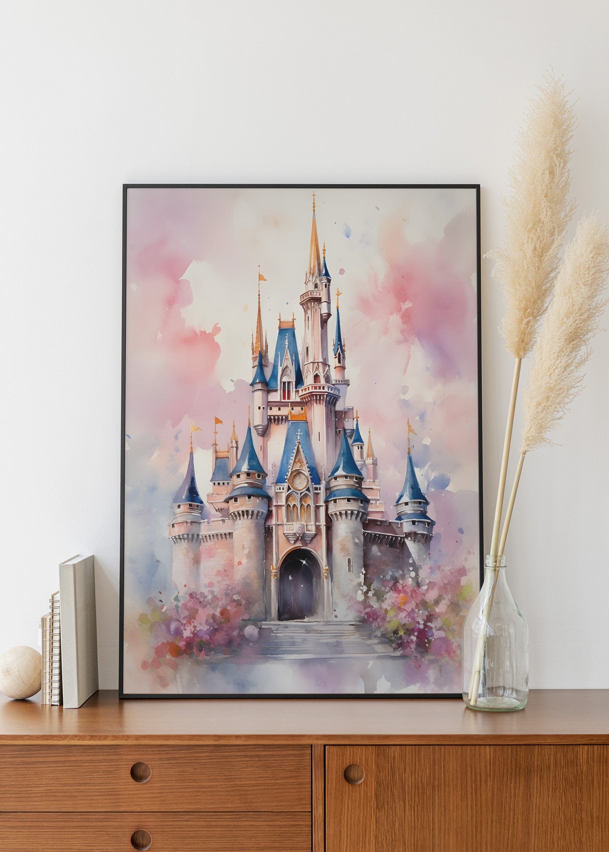 Disney castle print in beautiful watercolors.