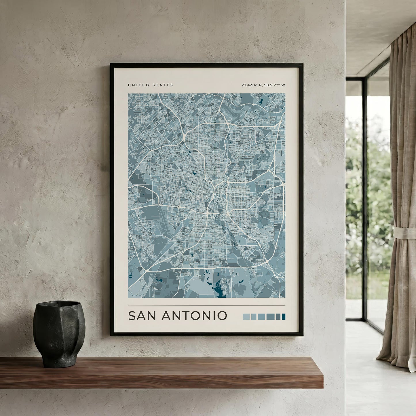 San Antonio Map Print | Blue Texas City Map Wall Art