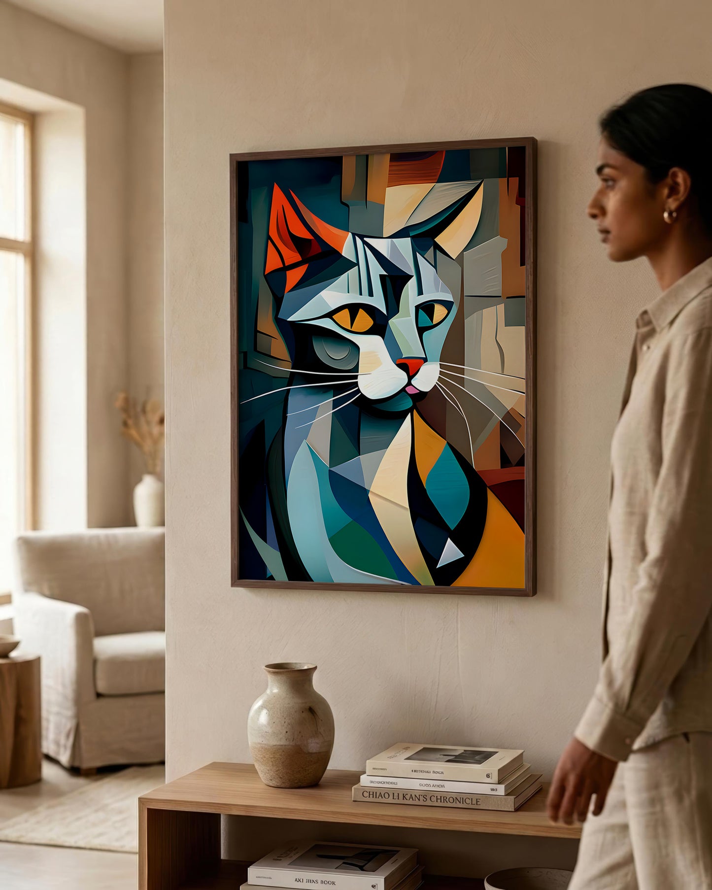 Cubist Cat Wall Art | Abstract Fine Art Print