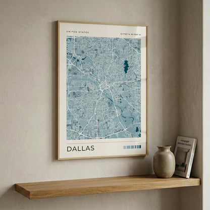 Dallas Map Print | Blue Texas City Map Wall Art