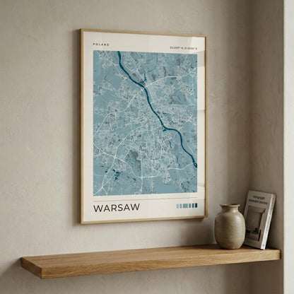 Warsaw Map Print | Blue City Map Wall Art