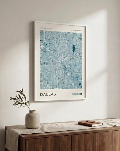 Dallas Map Print | Blue Texas City Map Wall Art