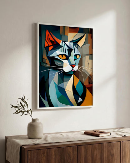 Picasso Cat Wall Art | Abstract Fine Art Print