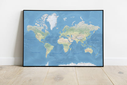 Physical World Map wall art in different sizes and canvas