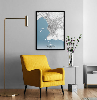 Marseille City print | France canvas wall art - The Hue Map