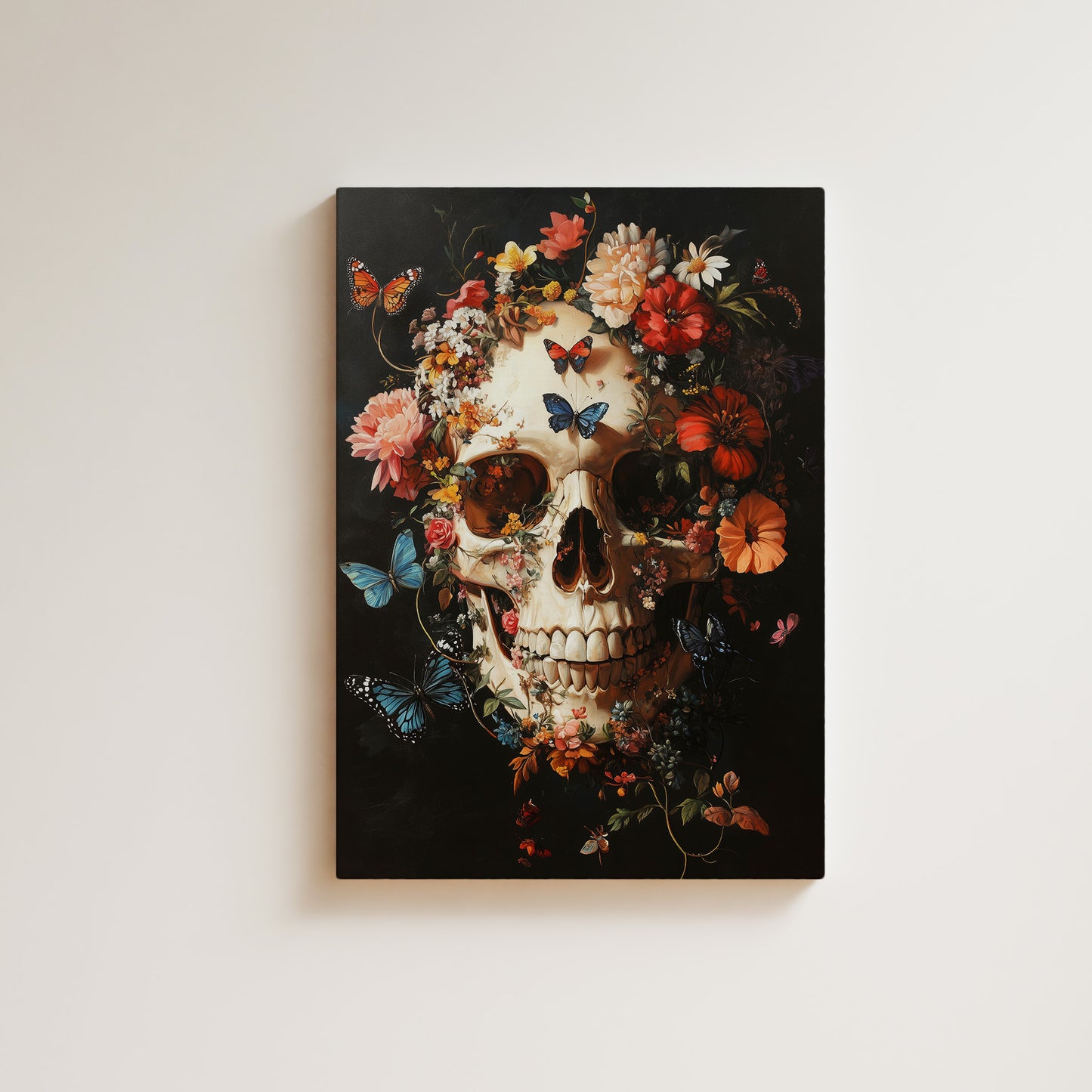 Floral Butterfly Skull Wall Art