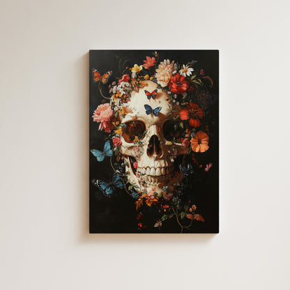 Floral Butterfly Skull Wall Art