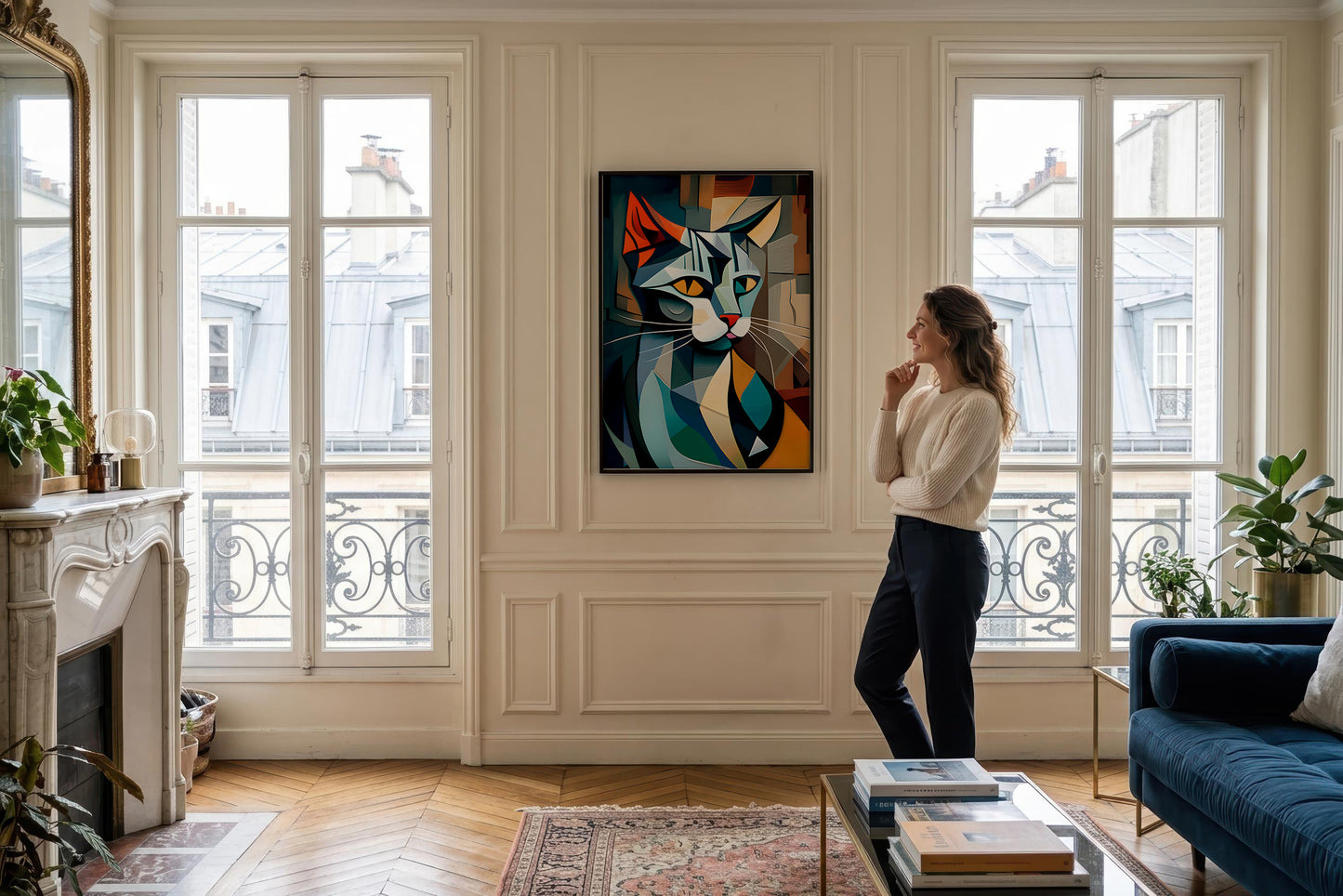 Picasso Cat Wall Art | Abstract Fine Art Print