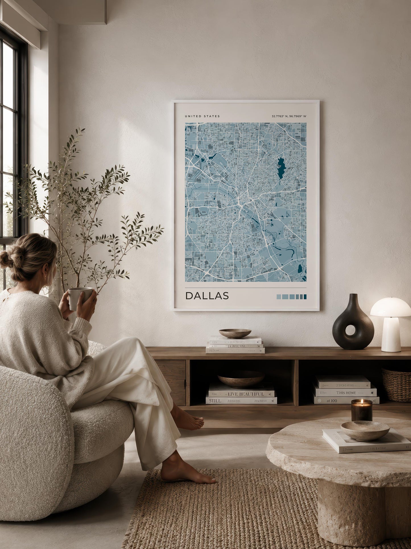 Dallas Map Print | Blue Texas City Map Wall Art