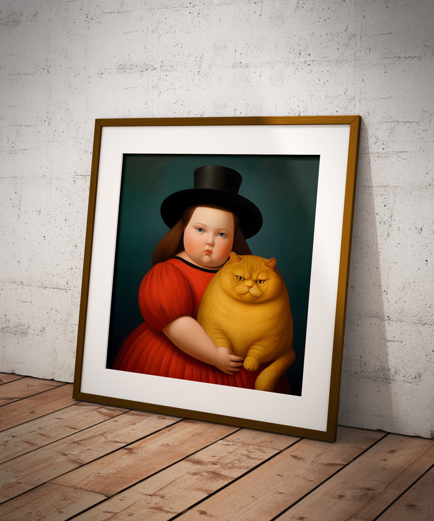 Botero portrait of a Girl with Cat | Different sizes and canvas - The Hue Map