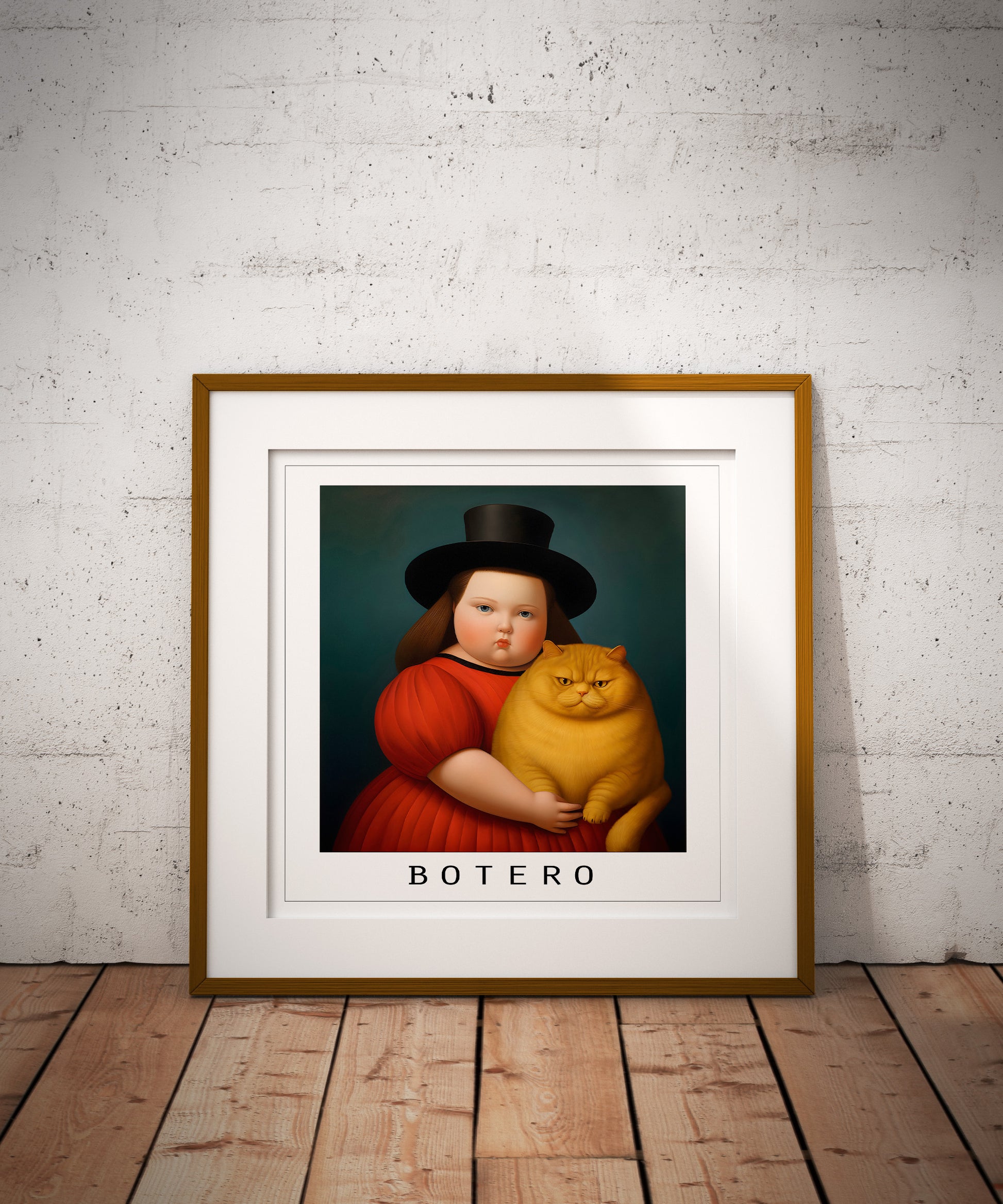 Botero portrait of a Girl with Cat | Different sizes and canvas - The Hue Map