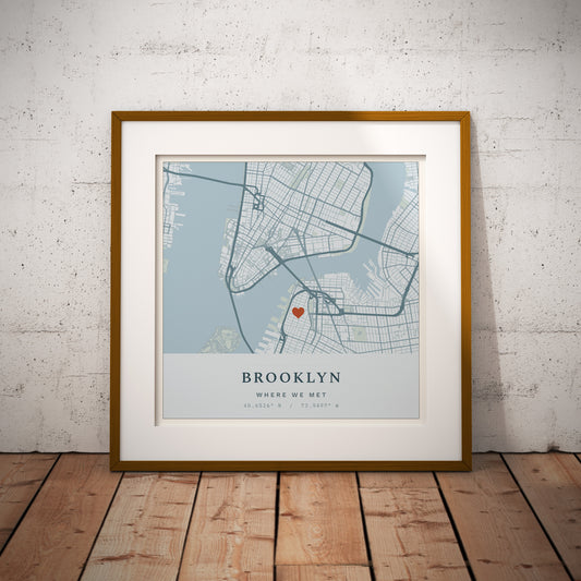 Create your own custom map, framed in a wood frame.