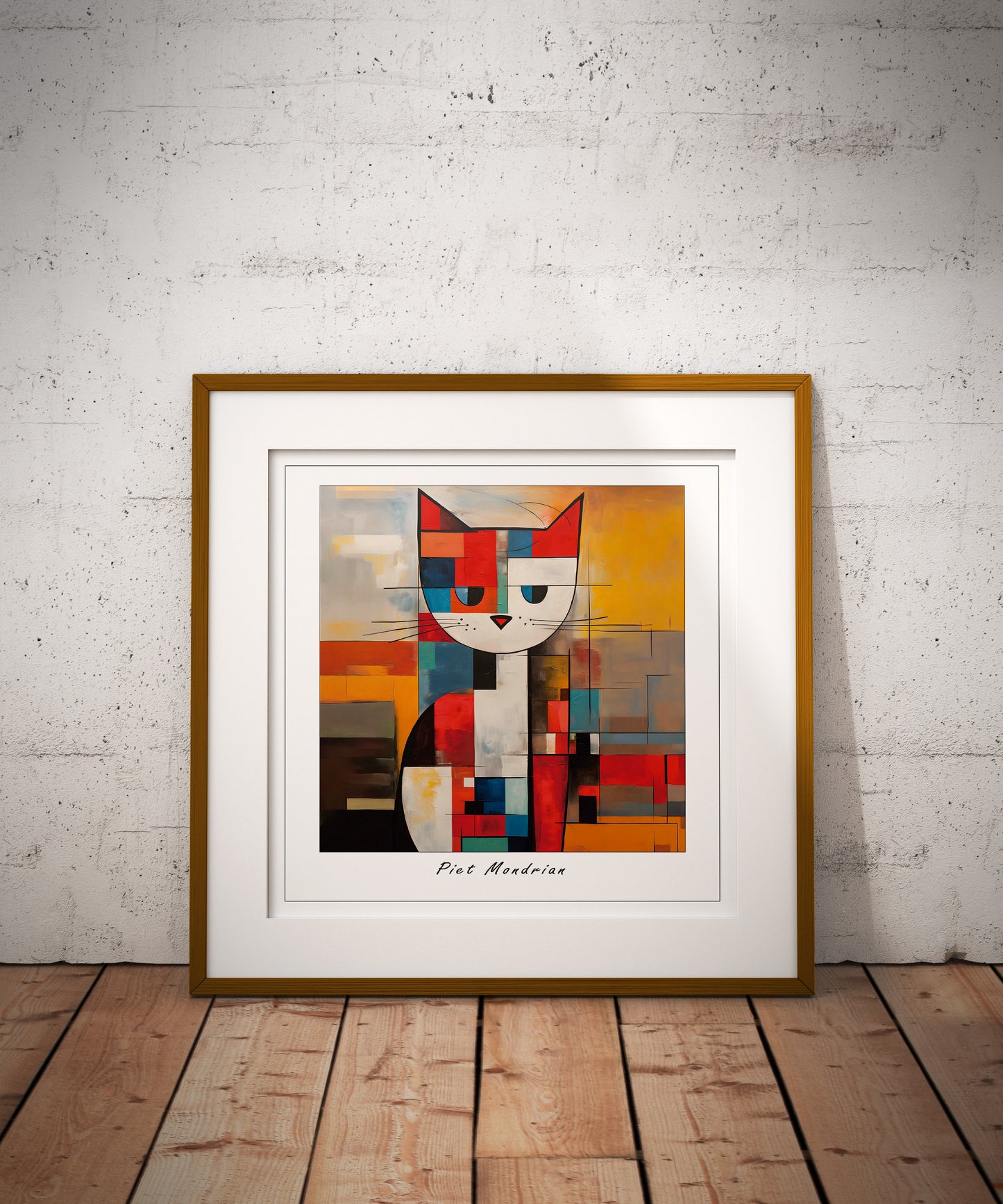 Mondrian Cat print | Different sizes and canvas - The Hue Map