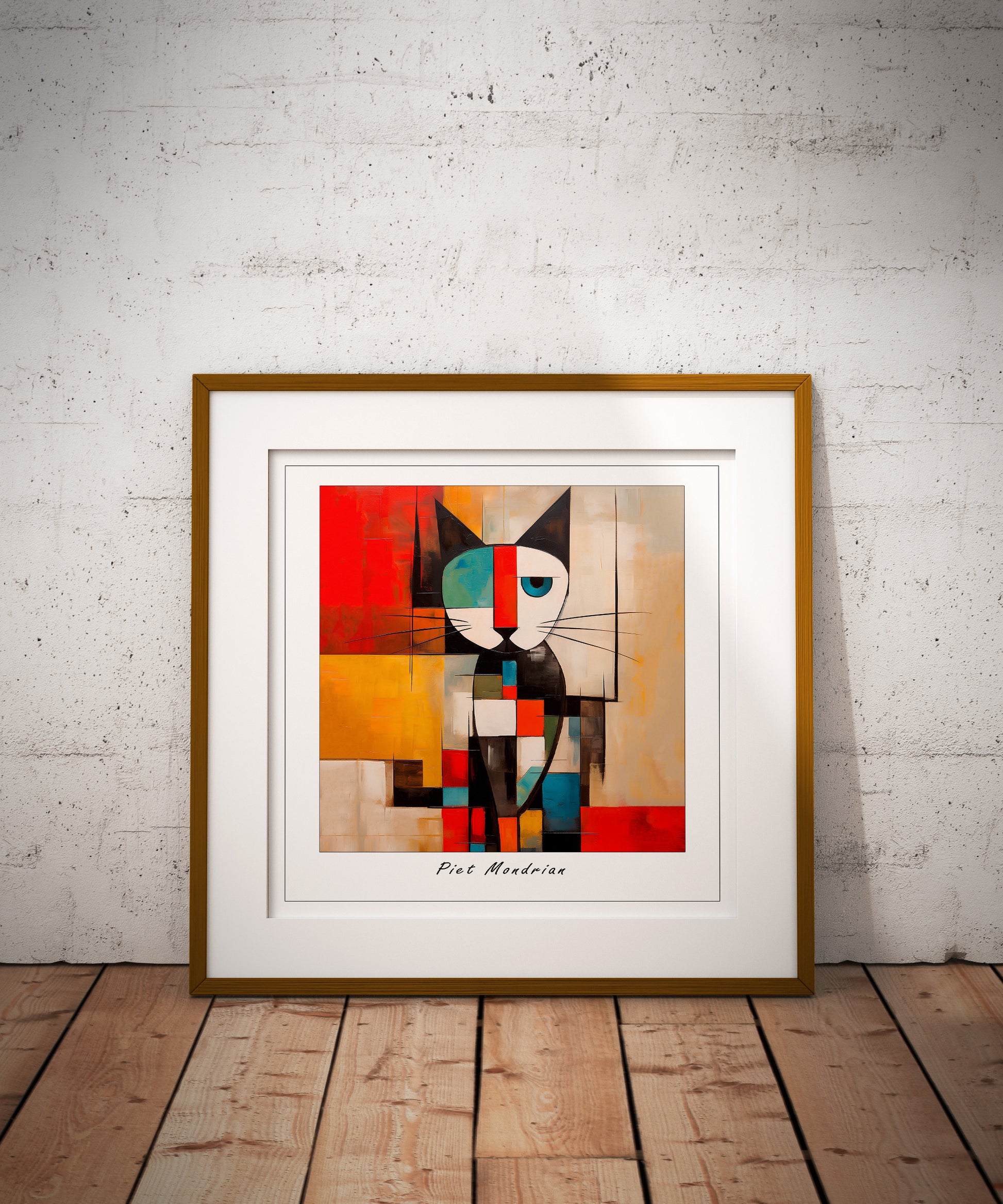 Mondrian Cat print | Different sizes and canvas - The Hue Map