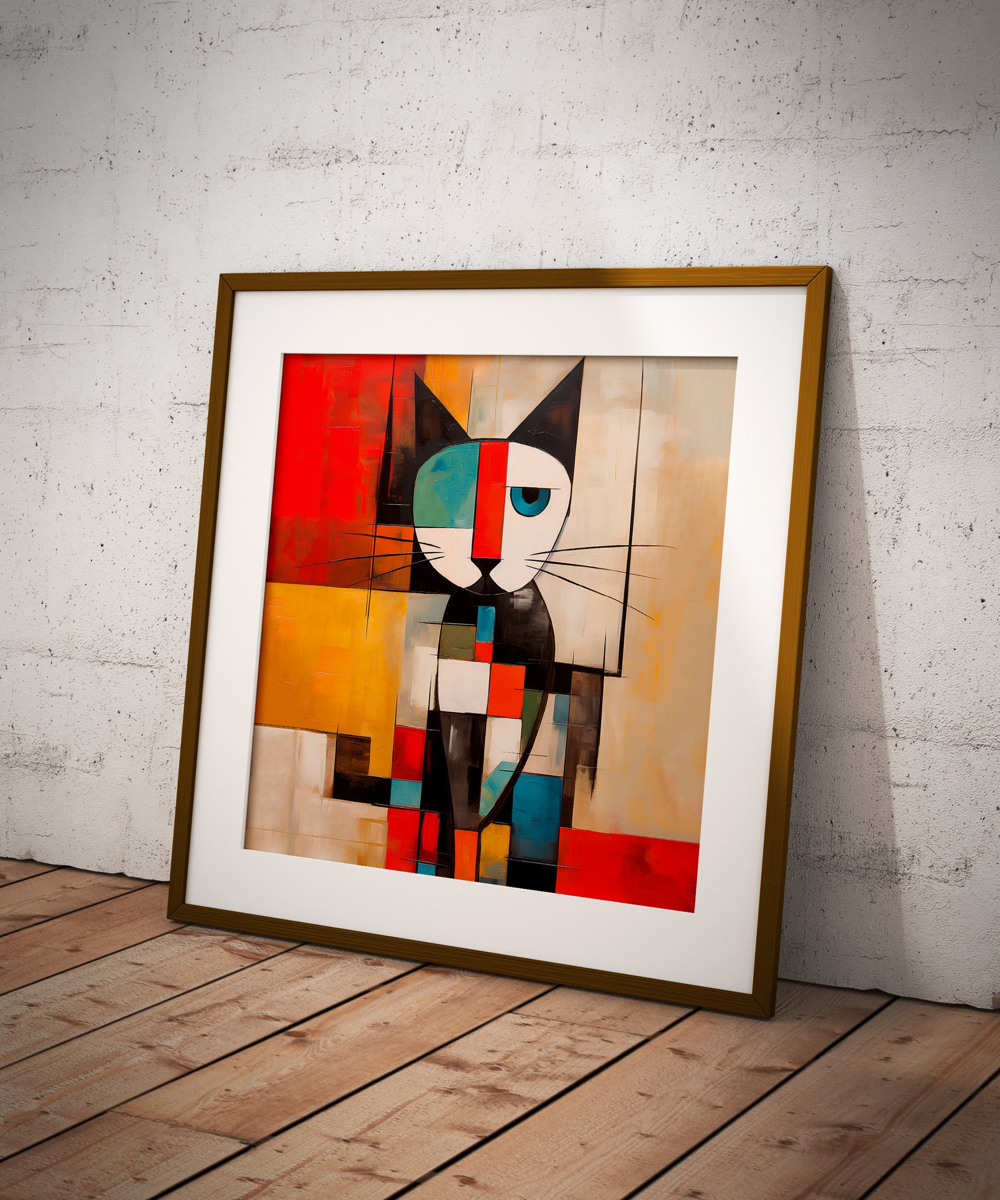 Mondrian Cat print | Different sizes and canvas - The Hue Map