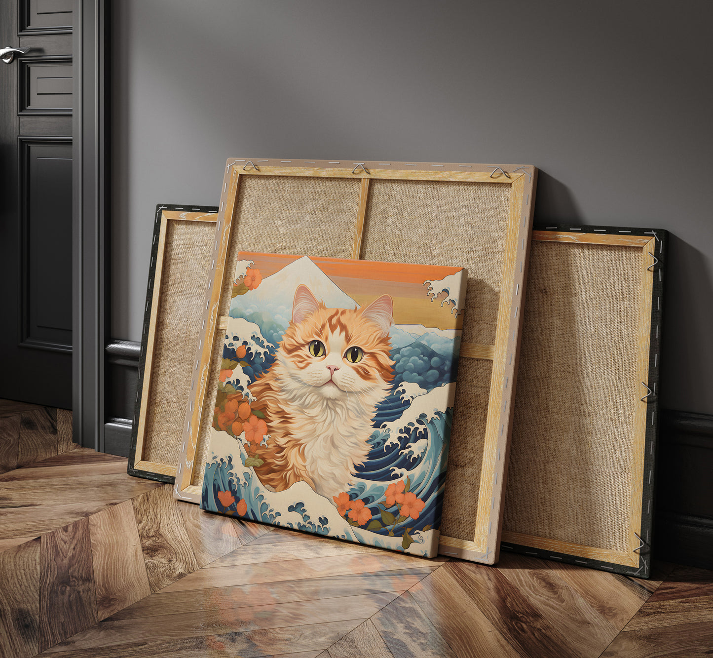 Hokusai Cat print | Different sizes and canvas - The Hue Map