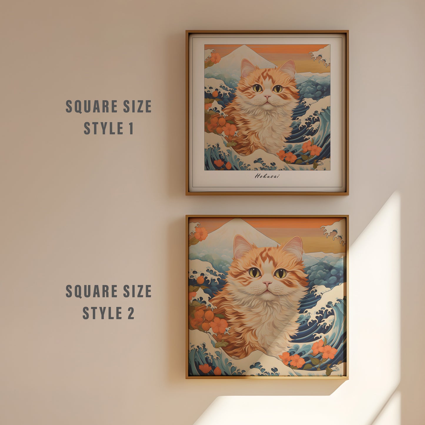 Hokusai Cat print | Different sizes and canvas - The Hue Map