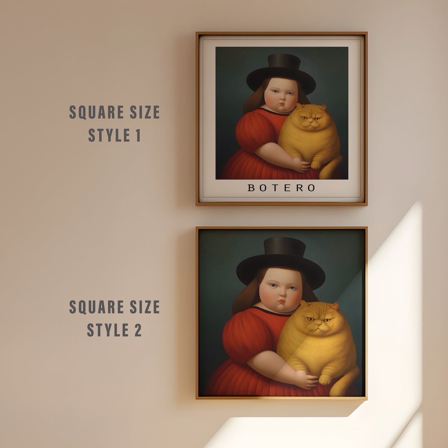 Botero portrait of a Girl with Cat | Different sizes and canvas - The Hue Map