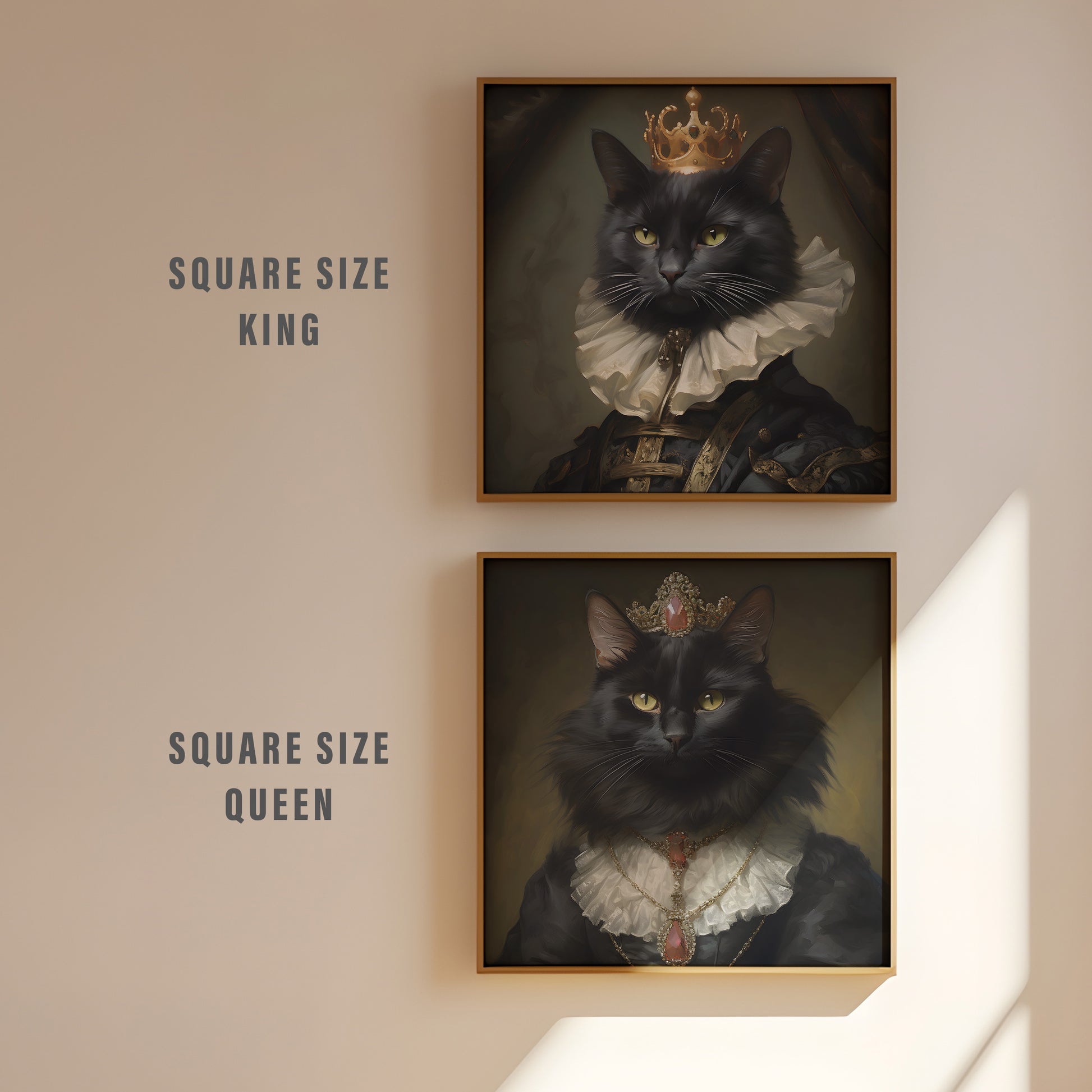 King and Queen Black Cat wall art | Different sizes and canvas - The Hue Map