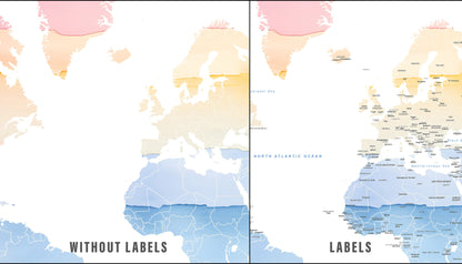 World Map print in watercolors | Different sizes and canvas - The Hue Map