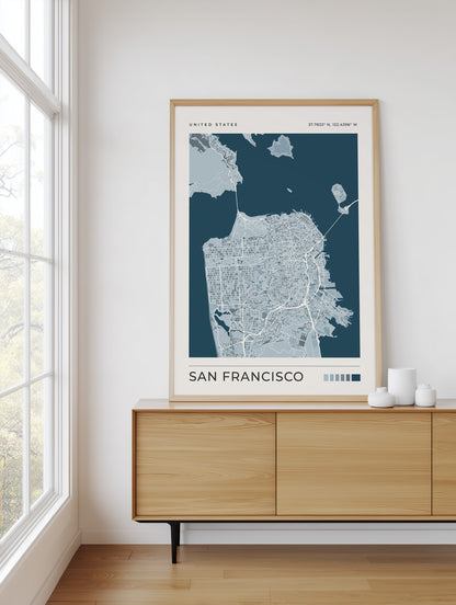 San Francisco Map Print | Blue City Map Wall Art