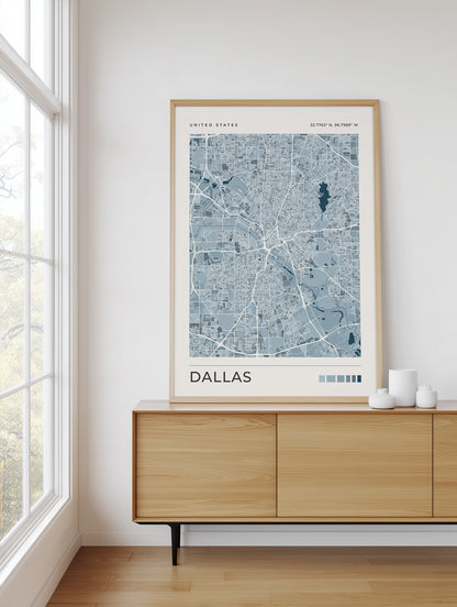 Dallas Map Print | Blue Texas City Map Wall Art
