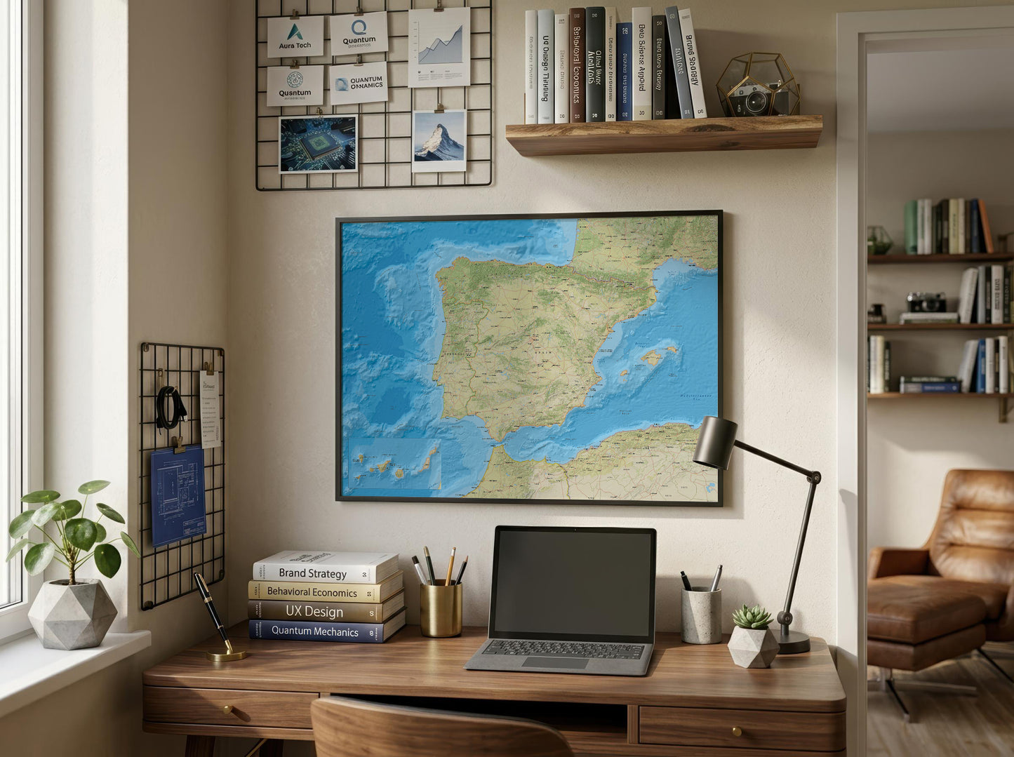 Relief Map of Spain Wall Art | Physical Spain Map Print