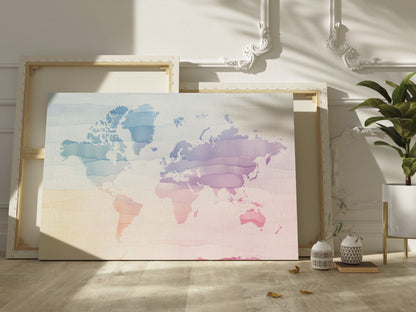 Minimalist World Map in colors | Different sizes and canvas - The Hue Map